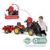 Tracteur a pédales Supercharger rouge avec pelle frontale articulée et remorq...