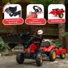 Tracteur a pédales Supercharger rouge avec pelle frontale articulée et remorq...