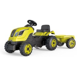 Smoby - Tracteur Farmer XL Vert + Remorque - Tracteur a Pédales - Siege Ajust...