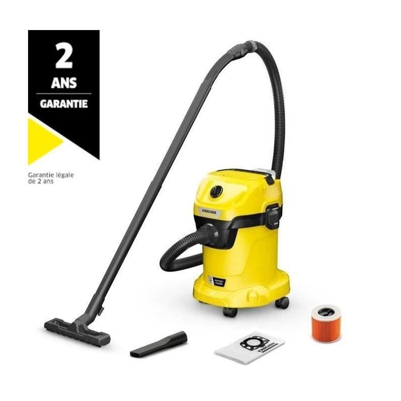 Aspirateur eau et poussieres sans fil KARCHER WD3-18 V-17/20 - Jaune et noir ...