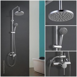 Colonne de douche ROUSSEAU Timaru avec mitigeur mécanique chrome - Tete de do...