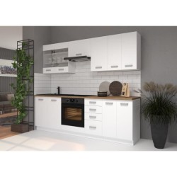 ATLAS Meuble bas 4 tiroirs - Décor blanc - L40 x P52x H82 - Plan de travail n...
