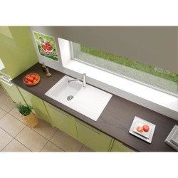 STRADOUR Evier cuisine a encastrer 1 bac + 1 égouttoir Arena - Résine - 86 x ...