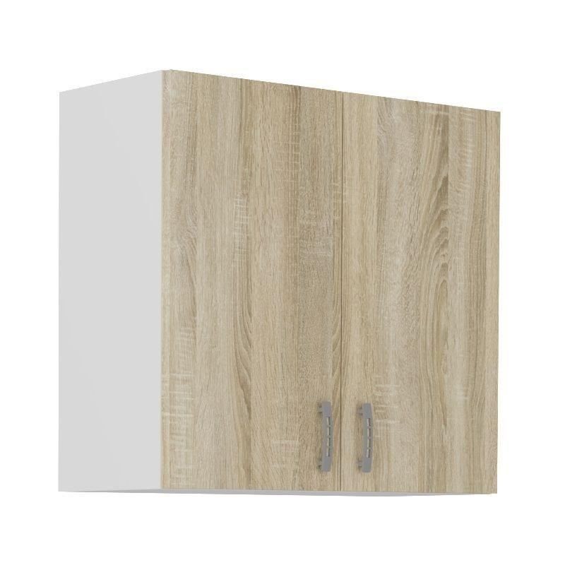 SARA Meuble haut SARA - 2 portes - Décor chene sonoma - L80 x P31 x H71,5 cm