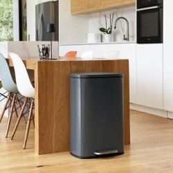 Poubelle de cuisine a pédale - ADMIRAL - KITCHEN MOVE - 50L - Design - Gris m...