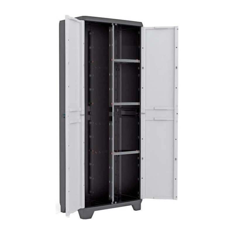 KETER Armoire de rangement utilitaire Linear - 68 x 39 x 173 cm - Noir et gris
