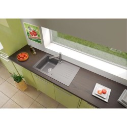 STRADOUR Evier cuisine a encastrer 1 bac + 1 égouttoir Arena - Résine - 86 x ...