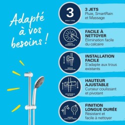 Ensemble de douche 3 jets - GROHE - Vitalio Joy 110 Massage - Flexible lisse ...