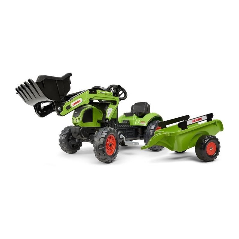 Tractopelle Claas - FALK -Volant directionnel et remorque - Vert - 100% Fabri...