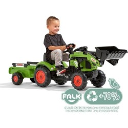 Tractopelle Claas - FALK -Volant directionnel et remorque - Vert - 100% Fabri...