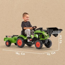 Tractopelle Claas - FALK -Volant directionnel et remorque - Vert - 100% Fabri...