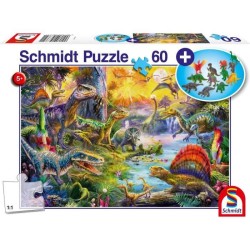 Puzzle Dinosaures - avec add on (figurines de dinosaures) - 60 pcs - SCHMIDT ...