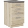 Meuble bas 4 tiroirs avec plan de travail - Décor chene sonoma - L 40 x P 51,...