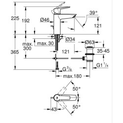 Mitigeur monocommande lavabo - GROHE Start - 234552432 - Noir mat - Taille M ...