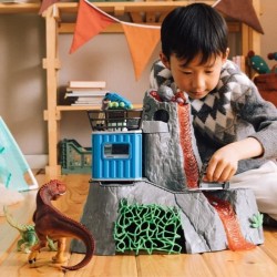 Expédition au grand Volcan, 1 figurine de chercheuse et 2 jouets
