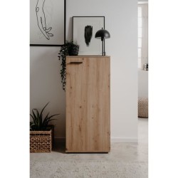 Meuble a chaussures SATOS - Décor Chene Artisan - L50xP34xH110 - Capacité 12 ...
