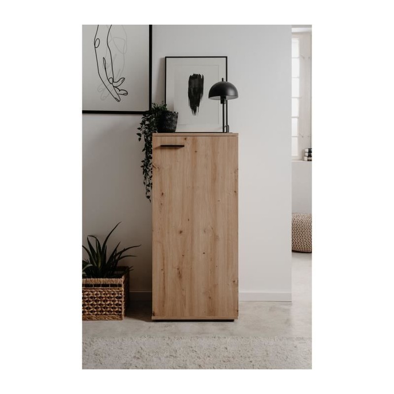 Meuble a chaussures SATOS - Décor Chene Artisan - L50xP34xH110 - Capacité 12 ...