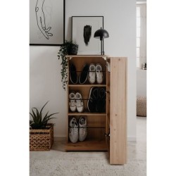 Meuble a chaussures SATOS - Décor Chene Artisan - L50xP34xH110 - Capacité 12 ...