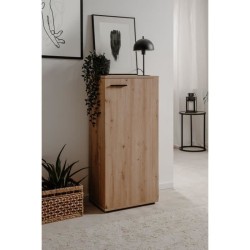 Meuble a chaussures SATOS - Décor Chene Artisan - L50xP34xH110 - Capacité 12 ...