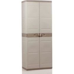 Armoire haute de rangement en résine - PLASTIKEN - TITANIUM - 4 étageres - Be...