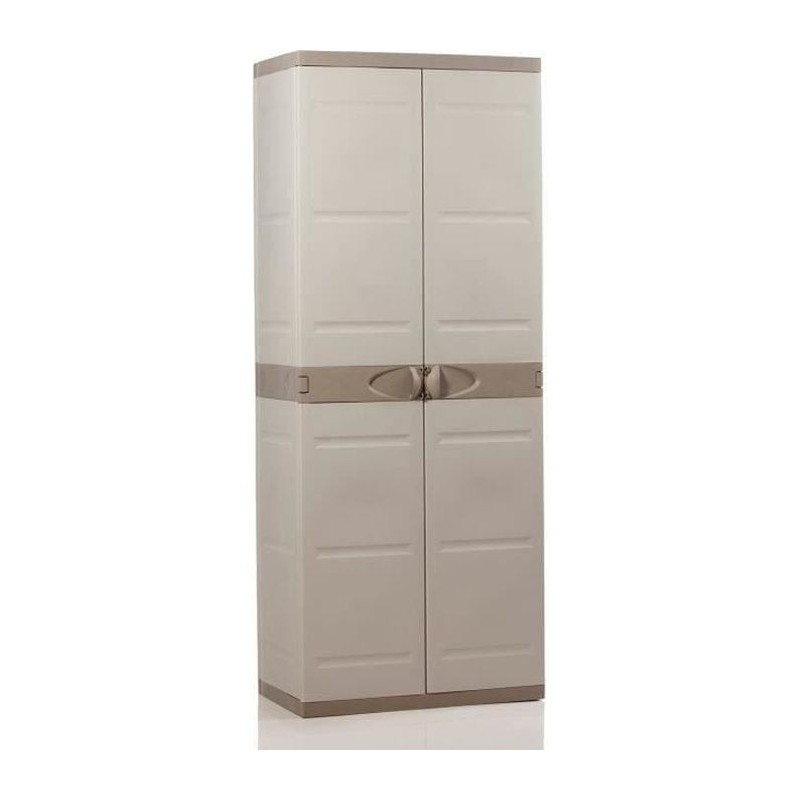 Armoire haute de rangement en résine - PLASTIKEN - TITANIUM - 4 étageres - Be...