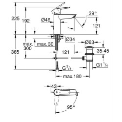 Mitigeur monocommande lavabo - GROHE Start - 235522432 -Noir mat -Taille M -O...