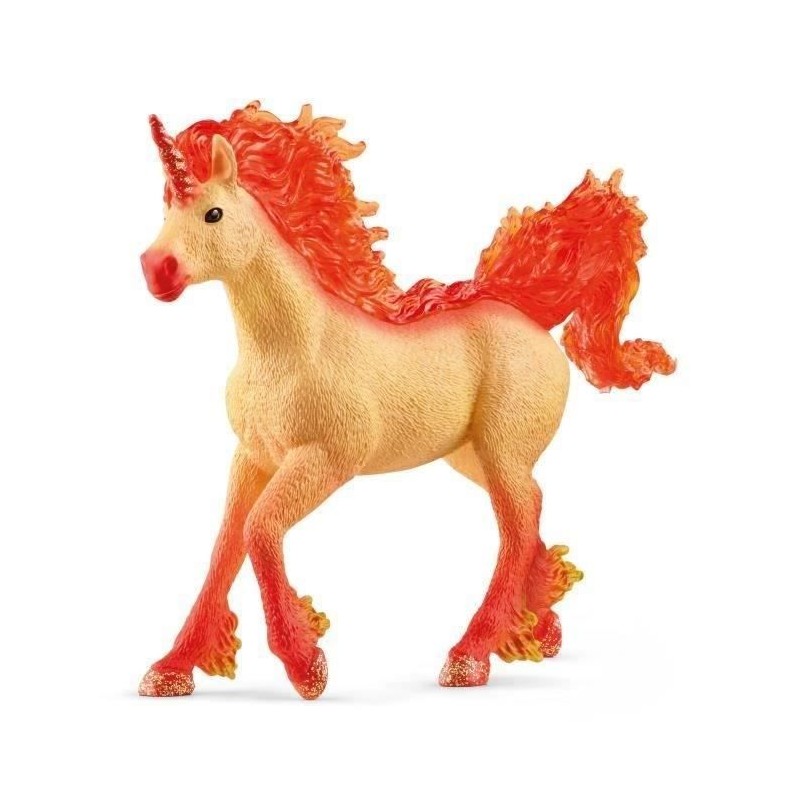 Figurine Étalon licorne de feu élementa, criniere et queue