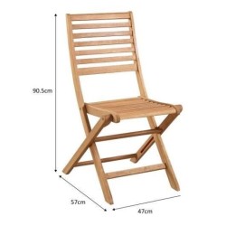 Lot de 4 chaises de jardin pliantes - EDEN - Bois Eucalyptus FSC - 57,5 x 46,...