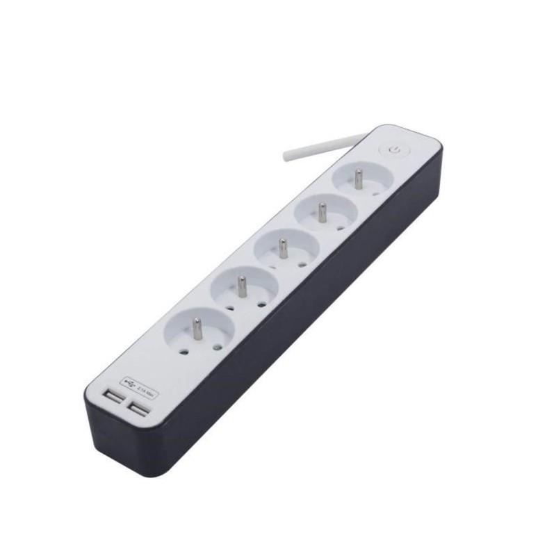 CHACON Bloc multiprise 5 prises 16 A avec 2 ports USB et câble 1,5 m HO5VV-F ...