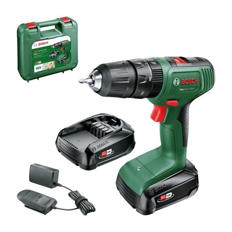 Perceuse visseuse a percussion Bosch EasyImpact 18V40 + (2xbatterie 2,0Ah) + ...
