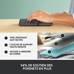 Clavier - Sans fil - Logitech - ERGO K860 - AZERTY - Ergonomique avec repose-...