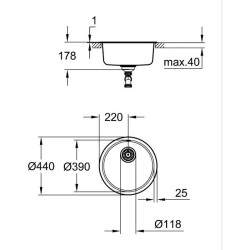 Evier de cuisine - Acier inoxydable - A encastrer par le dessus - GROHE K200 ...