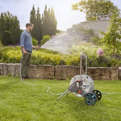 Enrouleur de tuyau GARDENA CleverRoll M métal – Tuyau Classic 25m Ø15mm – Ada...