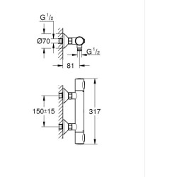 Mitigeur thermostatique douche GROHE Precision Flow - Montage mural - Protect...