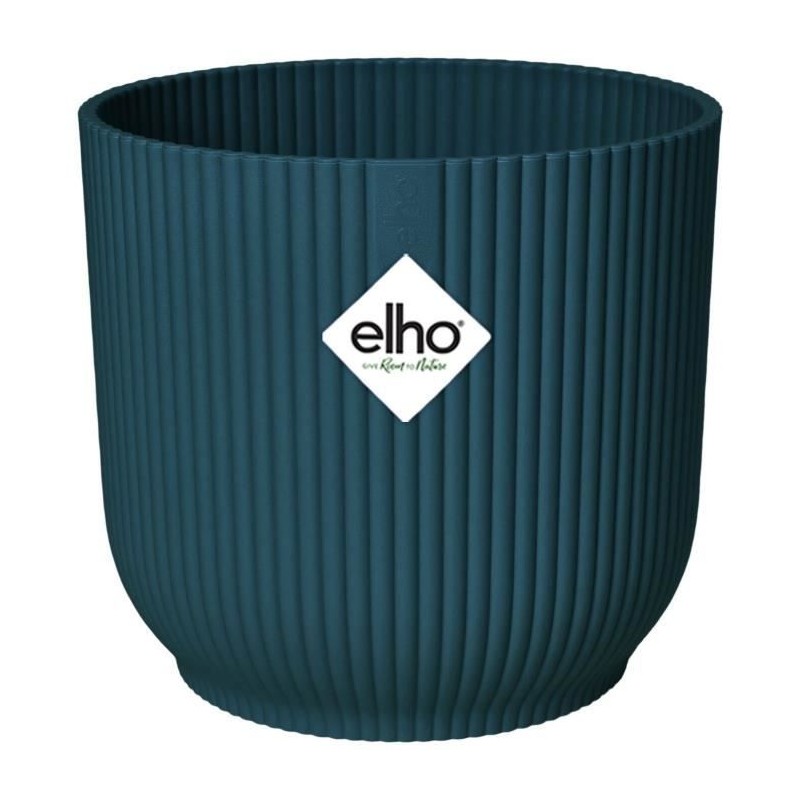 ELHO Pot de fleurs Rond VIBES - Ø22 x H20,16 cm - Plastique - Bleu Foncé