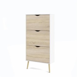 Meuble a chaussures - Décor Blanc et chene -  12 paires - Style scandinave - ...