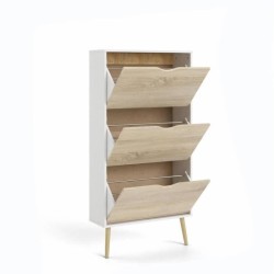 Meuble a chaussures - Décor Blanc et chene -  12 paires - Style scandinave - ...