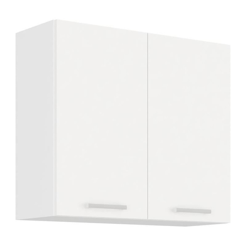 ATLAS Meuble haut 2 portes battantes - Décor blanc - L80 x P31 x H72