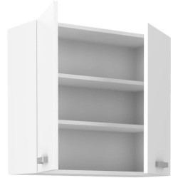 ATLAS Meuble haut 2 portes battantes - Décor blanc - L80 x P31 x H72