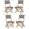 Lot de 4 chaises de jardin pliantes en bois d'acacia FSC - EDEN - Assise text...