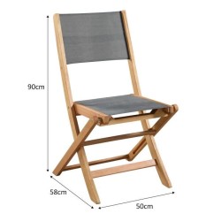 Lot de 4 chaises de jardin pliantes en bois d'acacia FSC - EDEN - Assise text...