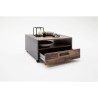 Table basse carré a roulette - Panneaux de particules - Décor bois vieilli et...