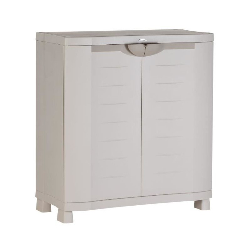 Armoire basse de rangement en résine PLASTIKEN - 2 grandes étageres - l 90 x ...