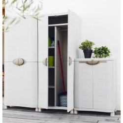 Armoire basse de rangement en résine PLASTIKEN - 2 grandes étageres - l 90 x ...