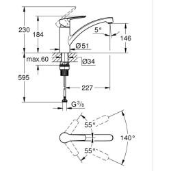 GROHE Start - 324412432 - Robinet de cuisine - Mitigeur monocommande évier - ...