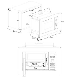 Four micro-ondes encastrable CONTINENTAL EDISON MO20IXES Noir et Inox L59,5 x...