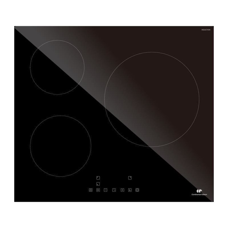 CONTINENTAL EDISON Table induction CETI3B28 3 zones, 6600W - 3 boosters - 3 m...
