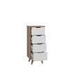 Chiffonnier VANKKA  4 Tiroirs - Décor chene et blanc - Style scandinave - L 4...