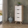 Chiffonnier VANKKA  4 Tiroirs - Décor chene et blanc - Style scandinave - L 4...