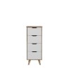 Chiffonnier VANKKA  4 Tiroirs - Décor chene et blanc - Style scandinave - L 4...